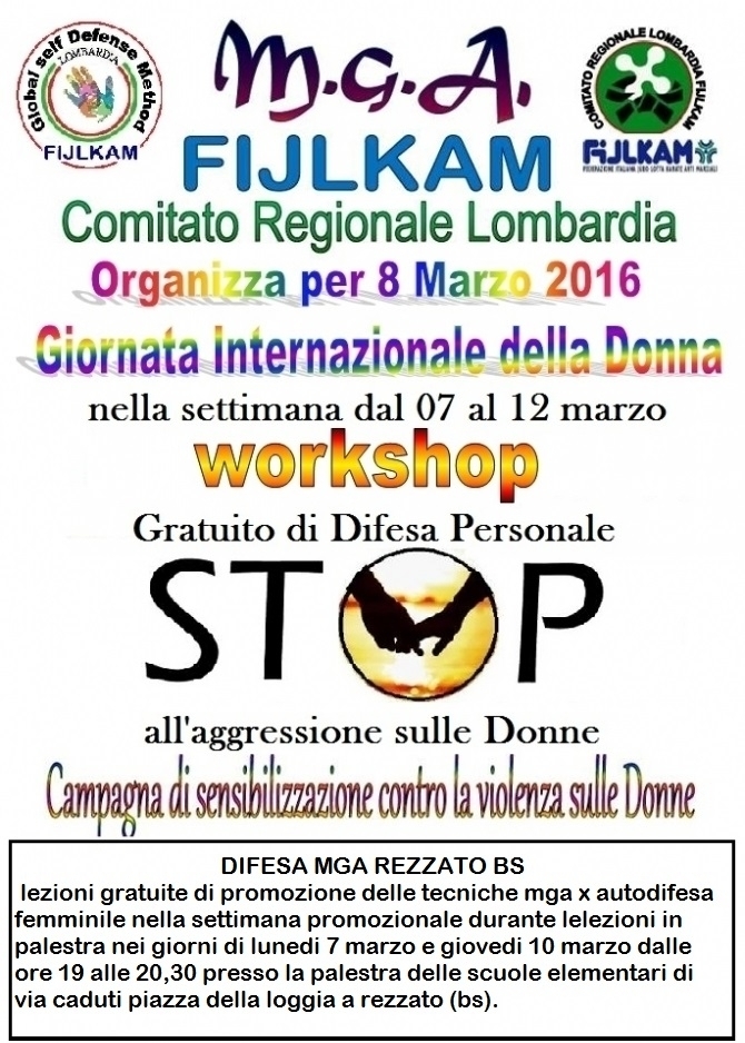 DIFESA  DONNA 8 MARZO 2016 - GRUPPO DI STUDIO MGA LOMBARDIA